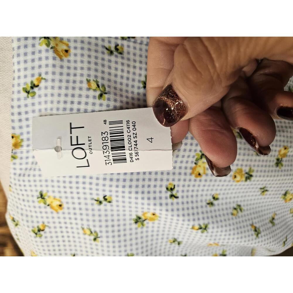 Nwt Loft Charming Floral Wrap Dress - Blue and Yellow #75 - Picture 6 of 10